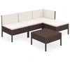 Image de vidaXL Ensemble de salon de jardin 5 pièces avec coussins Poly rotin brun