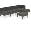 Image de vidaXL Ensemble de salon de jardin 6 pièces avec coussins Poly Rattan Gris