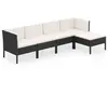 Image de vidaXL Ensemble de salon de jardin 5 pièces avec coussins Poly rotin noir