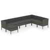 Image de vidaXL Ensemble salon de jardin 8 pièces avec coussins Poly rotin gris