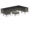 Image de vidaXL Ensemble de salon de jardin 9 pièces avec coussins Poly Rattan Gris