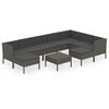 Image de vidaXL Ensemble de salon de jardin 10 pièces avec coussins Poly Rattan Gris