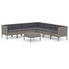 Image de vidaXL Ensemble salon de jardin 8 pièces avec coussins Poly rotin gris