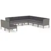 Image de vidaXL Ensemble de salon de jardin 9 pièces avec coussins Poly Rattan Gris