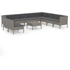 Image de vidaXL Ensemble salon de jardin 11 pièces avec coussins Poly rotin gris