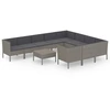 Image de vidaXL Ensemble salon de jardin 11 pièces avec coussins Poly rotin gris