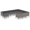 Image de vidaXL Ensemble salon de jardin 11 pièces avec coussins Poly rotin gris