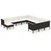 Image de vidaXL Ensemble salon de jardin 12 pièces avec coussins Poly rotin noir
