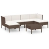 Image de vidaXL Ensemble de salon de jardin 7 pièces avec coussins Poly rotin brun