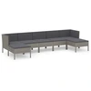 Image de vidaXL Ensemble de salon de jardin 7 pièces avec coussins Poly Rattan Gris