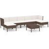 Image de vidaXL Ensemble salon de jardin 8 pièces avec coussins Poly rotin brun