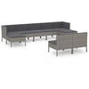 Image de vidaXL Ensemble de salon de jardin 9 pièces avec coussins Poly Rattan Gris