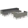 Image de vidaXL Ensemble salon de jardin 11 pièces avec coussins Poly rotin gris