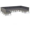 Image de vidaXL Ensemble de salon de jardin 9 pièces avec coussins Poly Rattan Gris