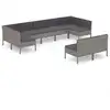 Image de vidaXL Ensemble de salon de jardin 9 pièces avec coussins Poly Rattan Gris