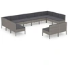 Image de vidaXL Ensemble salon de jardin 12 pièces avec coussins Poly rotin gris