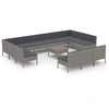 Image de vidaXL Ensemble de salon de jardin 14 pièces avec coussins Poly Rattan Gris