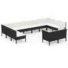 Image de vidaXL Ensemble salon de jardin 12 pièces avec coussins Poly rotin noir