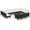 Image de set de jardin lounge 14 pièces avec coussins Poly rotin noir