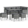 Image de vidaXL Ensemble de canapés 5 pièces en L avec coussins Poly rotin Gris