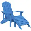 Image de vidaXL Chaise de jardin Adirondack avec repose-pieds HDPE Aquablaude