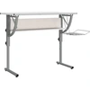 Image de vidaXL Table de bricolage blanc & gris 110x53x(58-87) cm Bois composite & acier