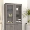 Image de vidaXL Partie supérieure du highboard HAMAR gris clair 85x35x100 cm bois massif