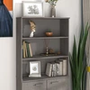 Image de vidaXL Partie supérieure du highboard HAMAR gris clair 85x35x100 cm bois massif
