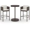Image de vidaXL Ensemble bar de jardin 3 pièces avec coussins Poly rotin brun