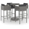 Image de vidaXL Ensemble bar de jardin 5 pièces avec coussins Poly rotin gris