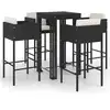 Image de vidaXL Ensemble bar de jardin 5 pièces avec coussins Poly rotin noir