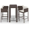 Image de vidaXL Ensemble bar de jardin 5 pièces avec coussins Poly rotin brun