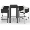 Image de vidaXL Ensemble bar de jardin 5 pièces avec coussins Poly rotin noir