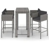 Image de vidaXL Ensemble bar de jardin 5 pièces avec coussins Poly rotin gris