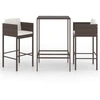 Image de vidaXL Ensemble bar de jardin 3 pièces avec coussins Poly rotin brun