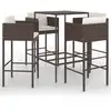 Image de vidaXL Ensemble bar de jardin 5 pièces avec coussins Poly rotin brun
