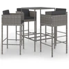 Image de vidaXL Ensemble bar de jardin 5 pièces avec coussins Poly rotin gris