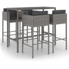 Image de vidaXL Ensemble bar de jardin 5 pièces avec coussins Poly rotin gris