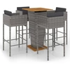 Image de vidaXL Ensemble bar de jardin 5 pièces avec coussins Poly rotin gris