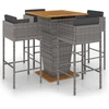Image de vidaXL Ensemble bar de jardin 5 pièces avec coussins Poly rotin gris