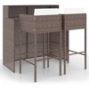 Image de vidaXL Ensemble bar de jardin 3 pièces avec coussins Poly rotin brun