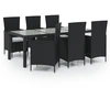 Image de vidaXL Ensemble de jardin 7 pièces avec coussins Poly rotin noir