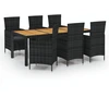Image de vidaXL Ensemble de jardin 7 pièces avec coussins Poly rotin noir