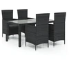 Image de vidaXL 5-tlg. Groupe de jardinage avec baisers Poly Rattan Schwarz