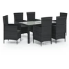 Image de vidaXL Ensemble de jardin 7 pièces avec coussins Poly rotin noir