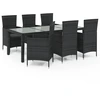 Image de vidaXL Ensemble de jardin 7 pièces avec coussins Poly rotin noir