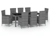 Image de vidaXL Salon de jardin 9 pièces avec coussins Poly Rattan Gris