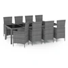 Image de vidaXL Salon de jardin 9 pièces avec coussins Poly Rattan Gris