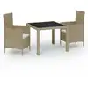 Image de vidaXL Ensemble de jardin 3 pièces avec coussins Poly Rattan Beige
