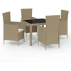 Image de vidaXL Ensemble de jardin 5 pièces avec coussins Poly rotin Beige
